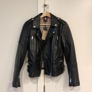 NWT Burberry Brit leather biker jacket